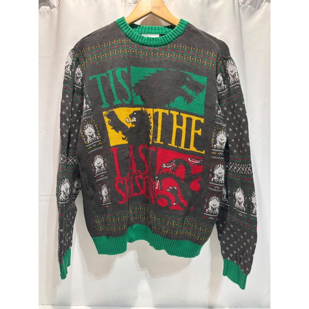 Game of Thrones Sweater Mens XL Grey Tis The Last Season Holiday Sigil Knit